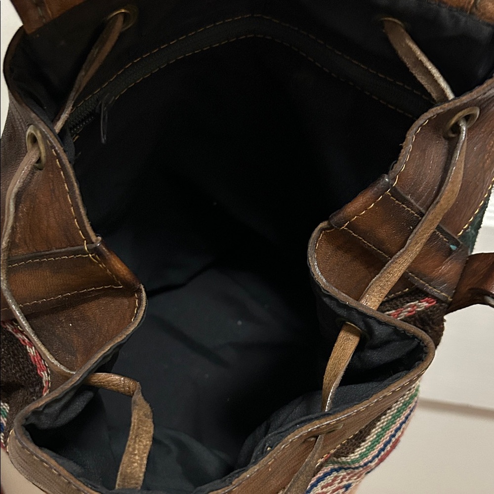 Moroccan Bag Brown Leather Green Suede Crossbody Camel Inlay Bohemian Festival - Picture 8 of 12